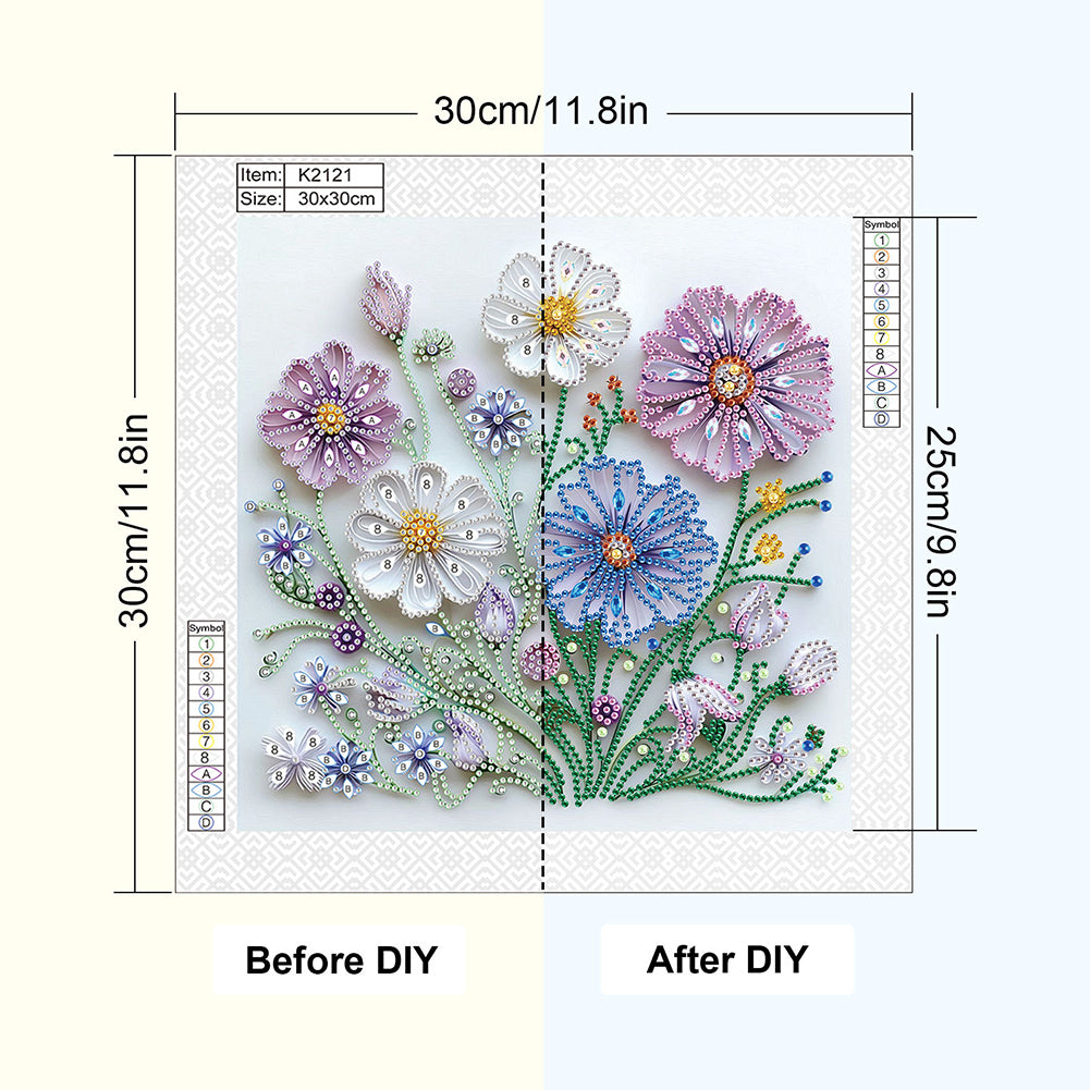 Paper Quilling Flowers - Partial Special-Shaped Drill Diamond Painting 30*30CM