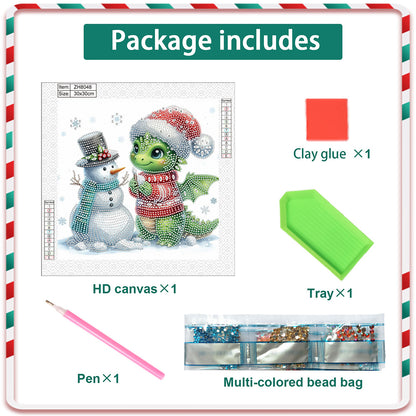 Christmas Pterosaur - Partial Special-Shaped Drill Diamond Painting 30*30CM