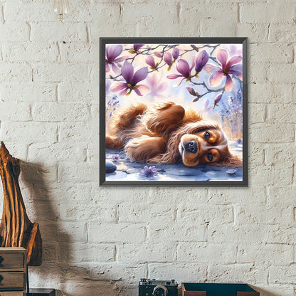 Magnolia Cocker Spaniel - Full Round Drill Diamond Painting 40*40CM