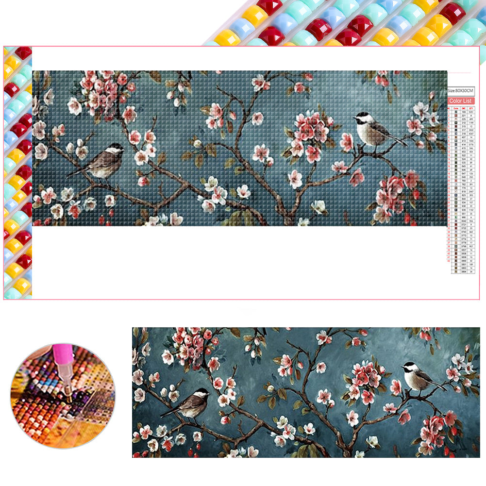 Flower And Bird Painting - Full Square Drill Diamond Painting 80*30CM