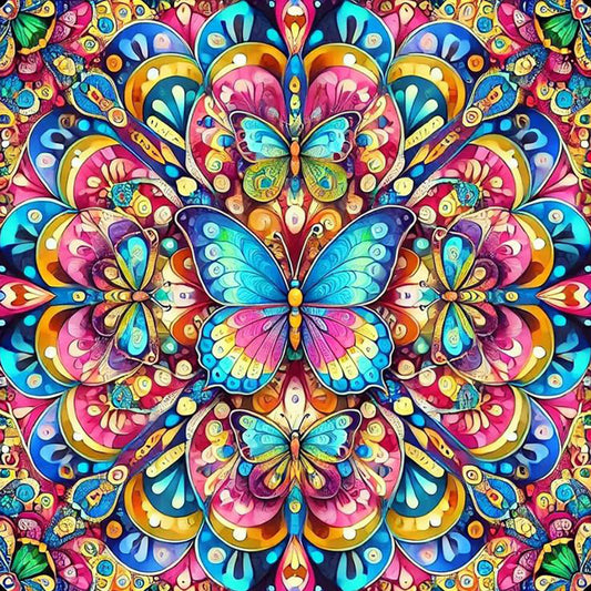 Butterfly Mandala - Full Round Drill Diamond Painting 40*40CM