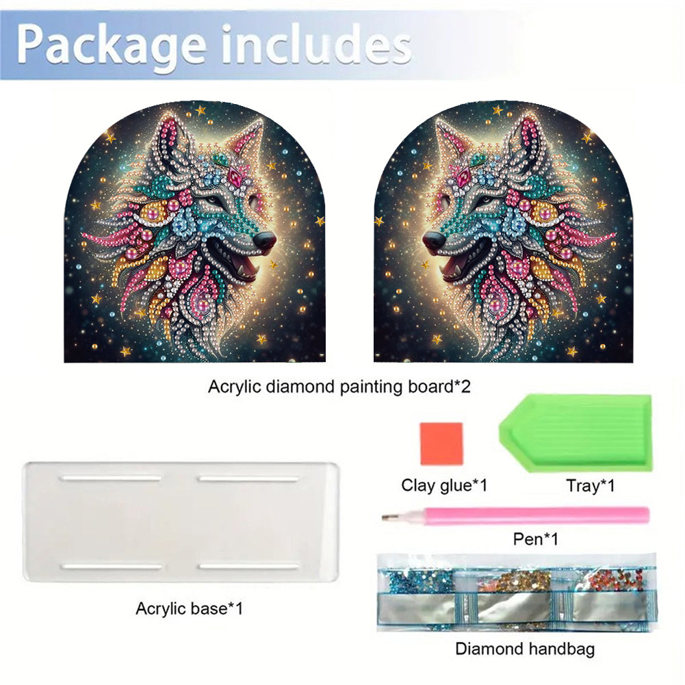 Acrylic Wolf Diamond Painting Napkin Rack Diamond Art Paper Towel Holder
