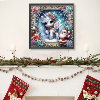 Santa Claus And Unicorn - Full Round Drill Diamond Painting 40*40CM