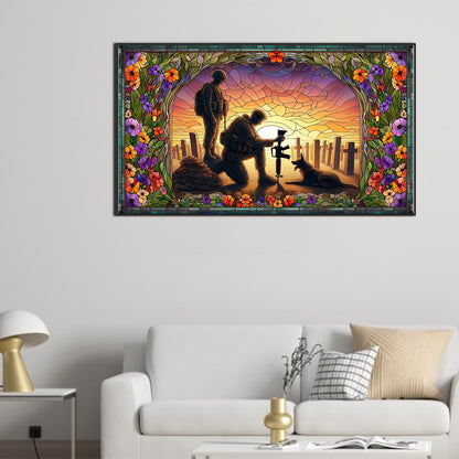 Glass Painting Dusk Warriors And War Dogs Hounds - Full Round Drill Diamond Painting 40*70CM