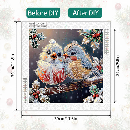Christmas Bird - Partial Special-Shaped Drill Diamond Painting 30*30CM