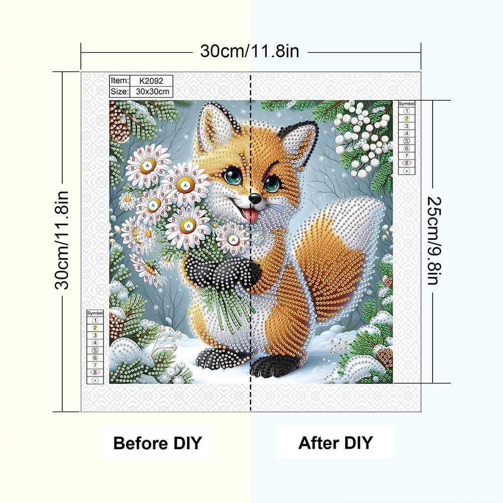 Winter Fox - Partial Special-Shaped Drill Diamond Painting 30*30CM