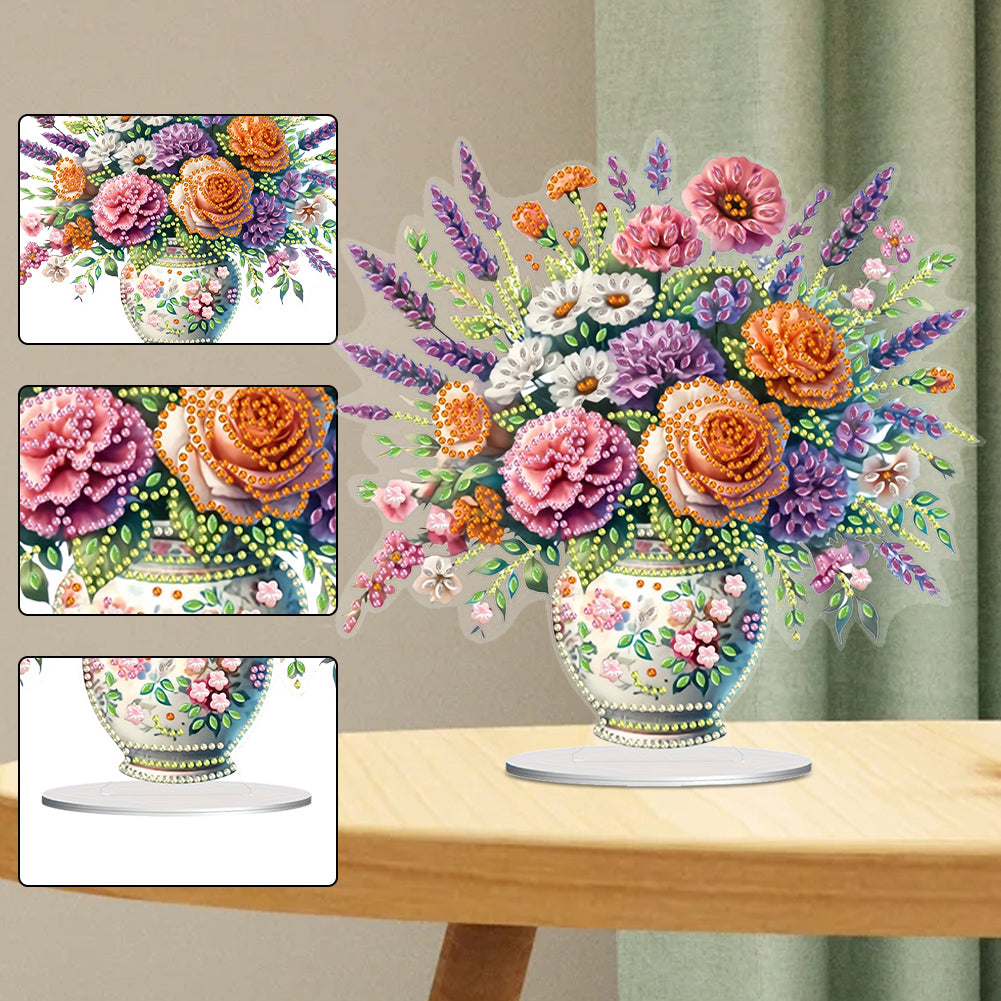 Flower Bouquet Table Top Diamond Painting Ornament Kits Home Decor (Flower B)
