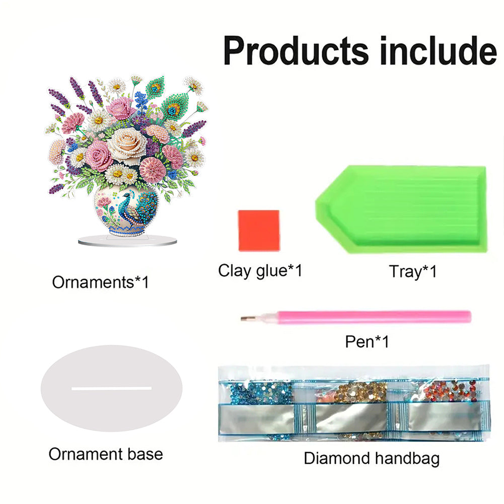 Flower Bouquet Table Top Diamond Painting Ornament Kits Home Decor (Flower C)