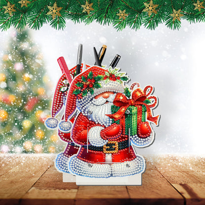 Acrylic Special Shape Double Side Santa Claus Diamond Painting Pencil Holder