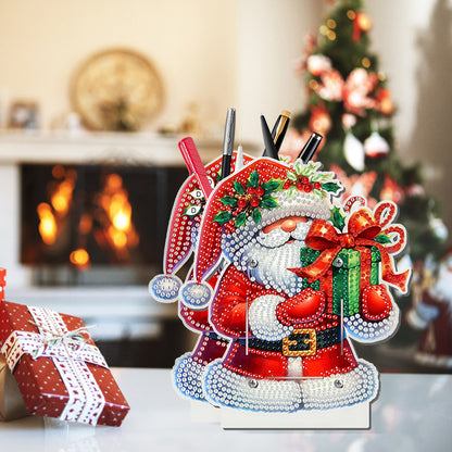 Acrylic Special Shape Double Side Santa Claus Diamond Painting Pencil Holder