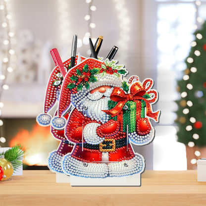 Acrylic Special Shape Double Side Santa Claus Diamond Painting Pencil Holder