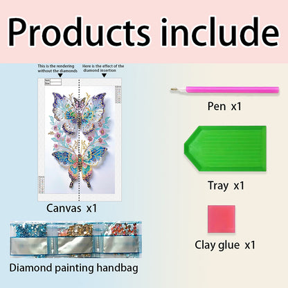 Pink Flowers And Double Butterflies - Partial Special-Shaped Drill Diamond Painting 30*40CM