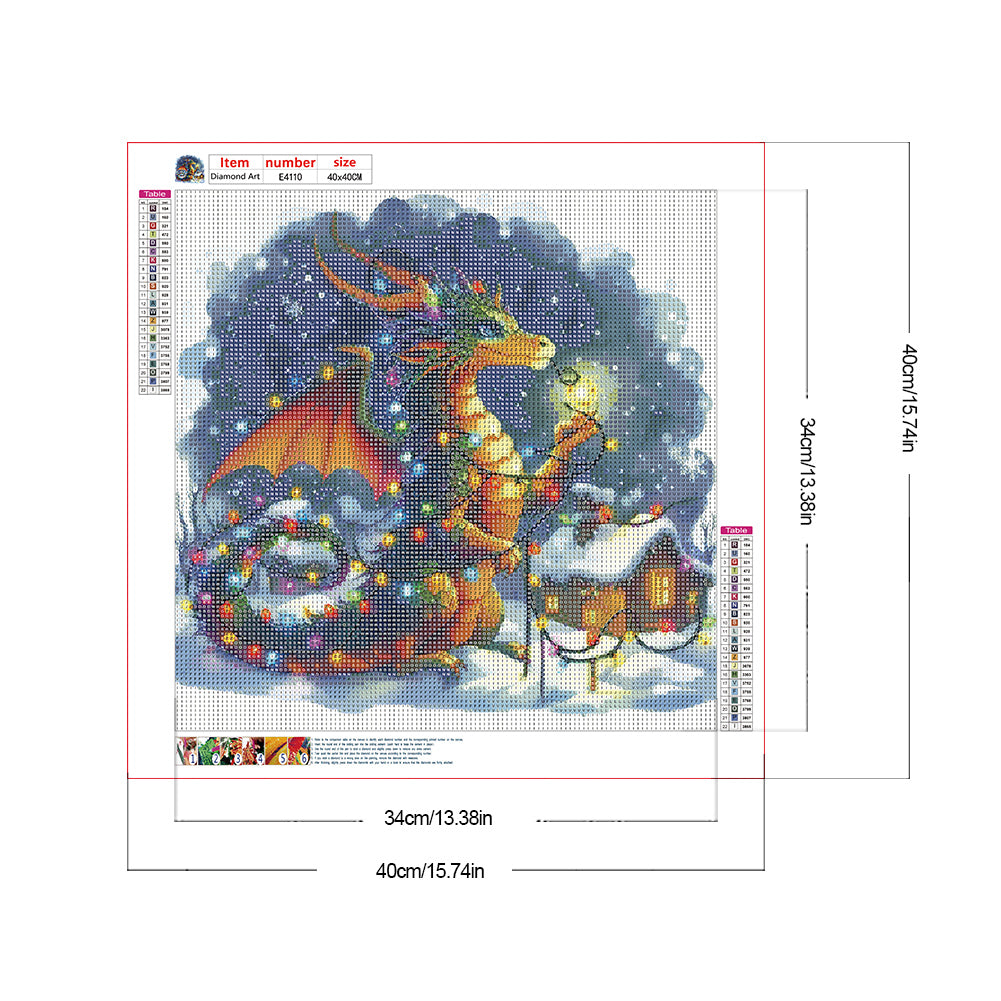 Dragon And Snow House - Full Round Drill Diamond Painting 40*40CM