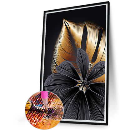 Black And Gold Flowers - Full Square Drill Diamond Painting 40*60CM