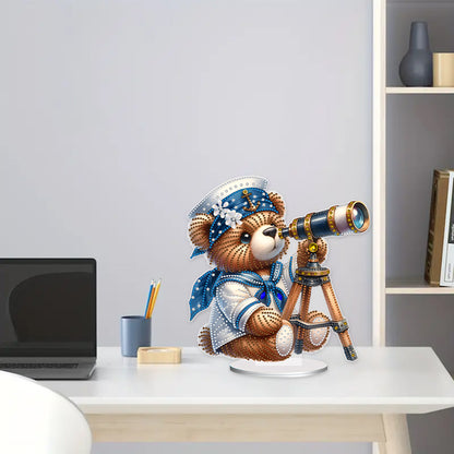 Acrylic Special Shape Sailing Bear DIY Diamond Painting Desktop Ornaments