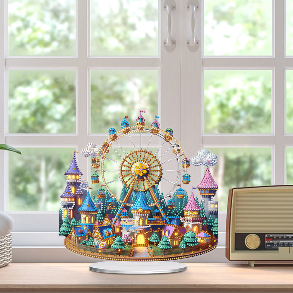 Acrylic Special Shaped Castle Ferris Wheel Desktop Diamond Painting Ornament Kit