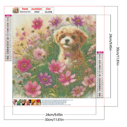 Daisy Field Dog - Full Round Drill Diamond Painting 30*30CM