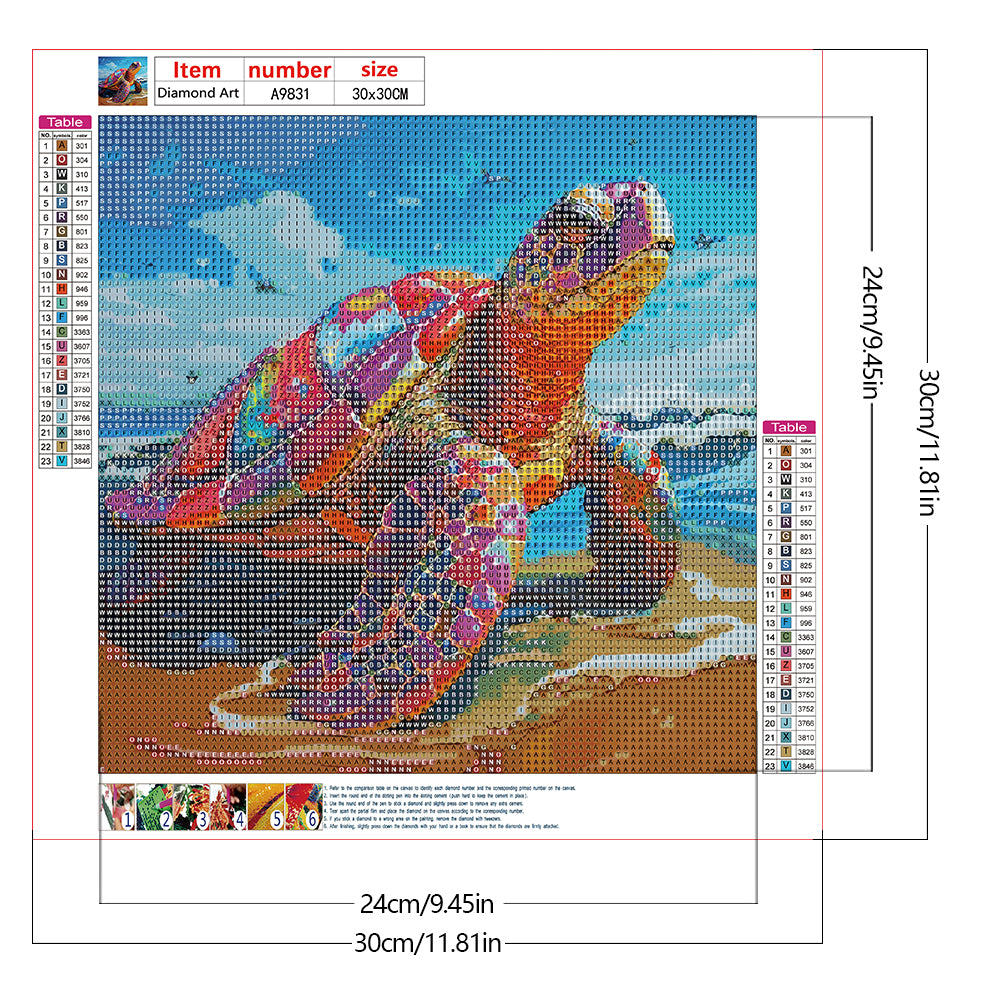 Sea Turtles - Full Round Drill Diamond Painting 30*30CM