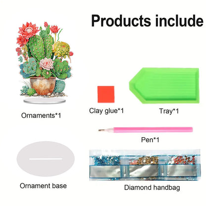 Acrylic Cactus Pot Diamond Painting Desktop Ornaments for Home Office Decor