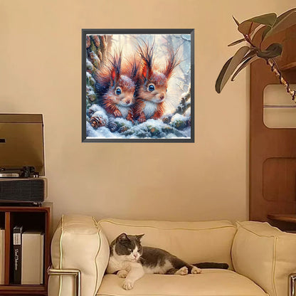 Small Animals In The Snow - Full Square Drill Diamond Painting 30*30CM