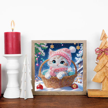 Winter Snow Scene Kitten - Partial Special-Shaped Drill Diamond Painting 30*30CM
