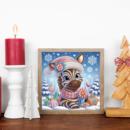 Winter Snow Scene Zebra - Partial Special-Shaped Drill Diamond Painting 30*30CM