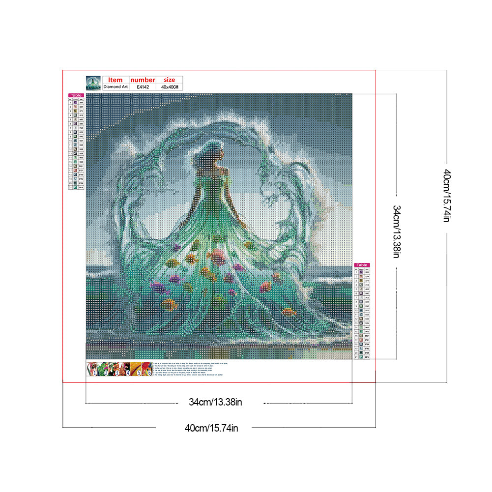 Fish Water Skirt - Full Round Drill Diamond Painting 40*40CM