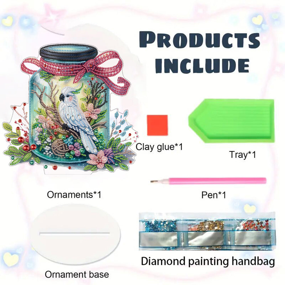 Acrylic Special Shape Bird In The Bottle Diamond Painting Desktop Ornaments