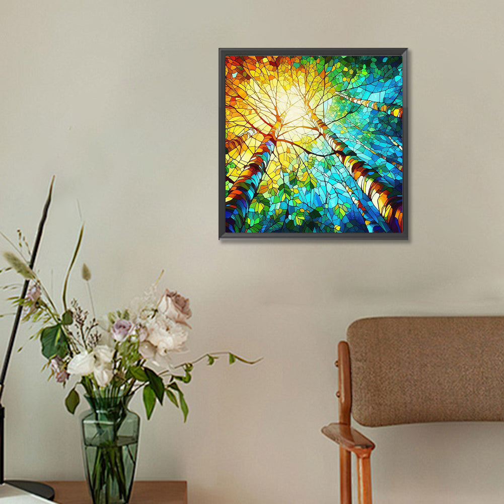 Glass Painting Tree - Full Round Drill Diamond Painting 30*30CM