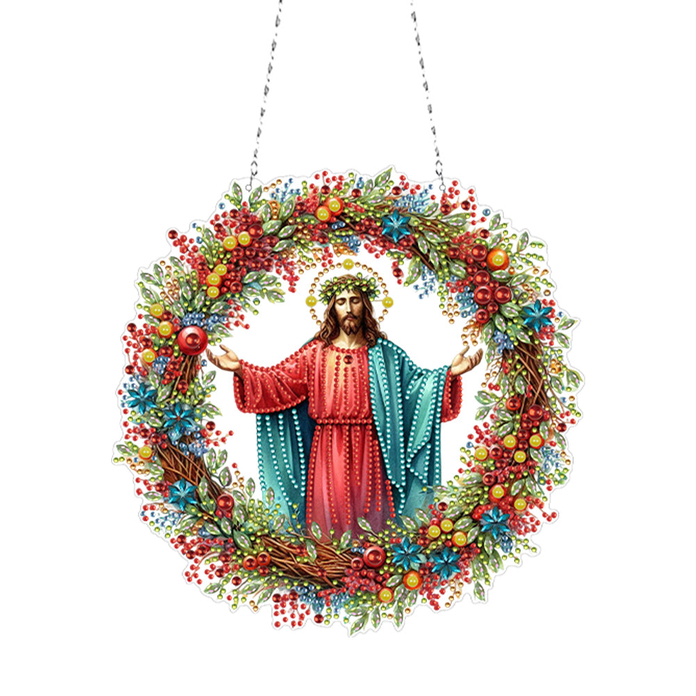 Acrylic Special Shape Jesus Diamond Painting Art Pendants for Wall Window