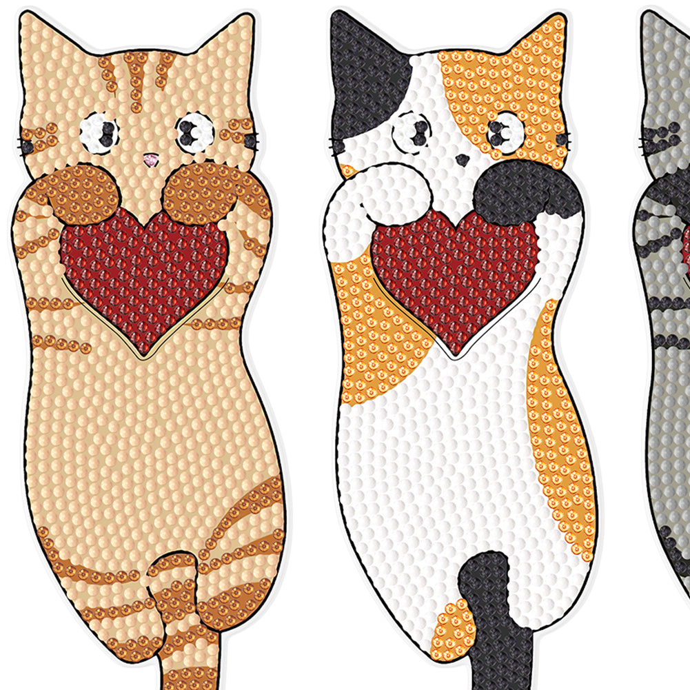 4Pcs Cat DIY Diamond Painting Bookmarks Making Kit Diamond Art Bookmark