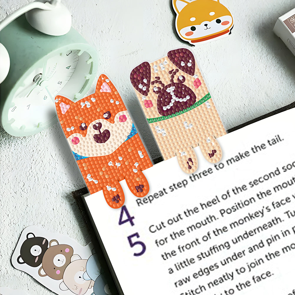 4Pcs Dog DIY Diamond Painting Bookmarks Making Kit Diamond Art Bookmark