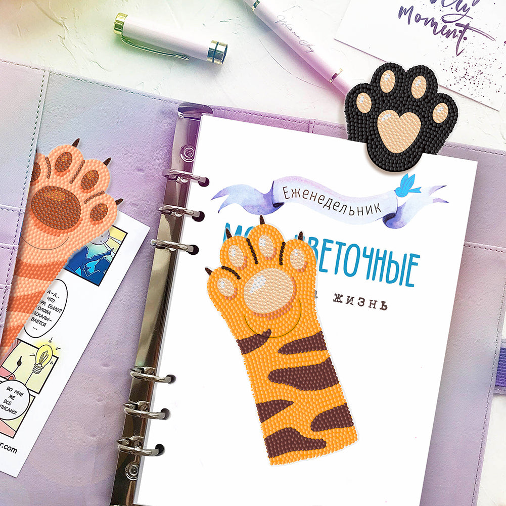 4Pcs Cat Paw DIY Diamond Painting Bookmarks Making Kit Diamond Art Bookmark