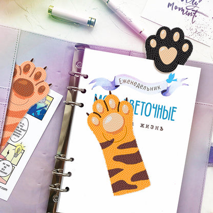 4Pcs Cat Paw DIY Diamond Painting Bookmarks Making Kit Diamond Art Bookmark