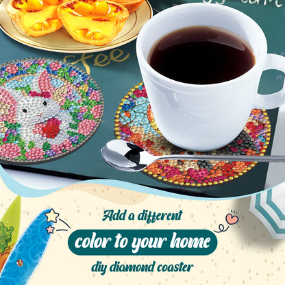 8Pcs Acrylic Animals Flowers 5D Diamond Painting Coasters for Adults Beginners