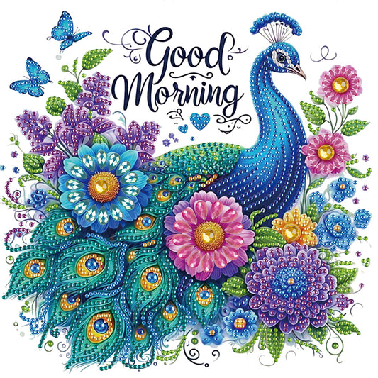 Good Morning Peacock - Partial Special-Shaped Drill Diamond Painting 30*30CM