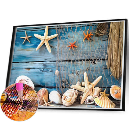 Rope Net Starfish - Full Round Drill Diamond Painting 40*60CM