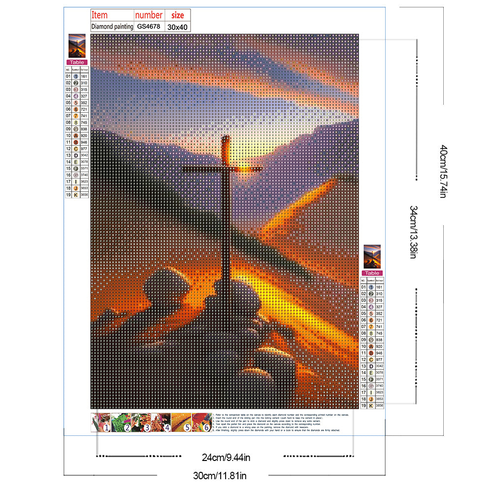 Desert Cross - Full Round Drill Diamond Painting 30*40CM