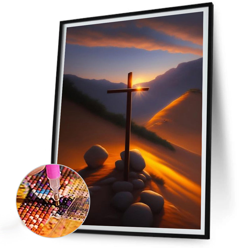 Desert Cross - Full Round Drill Diamond Painting 30*40CM