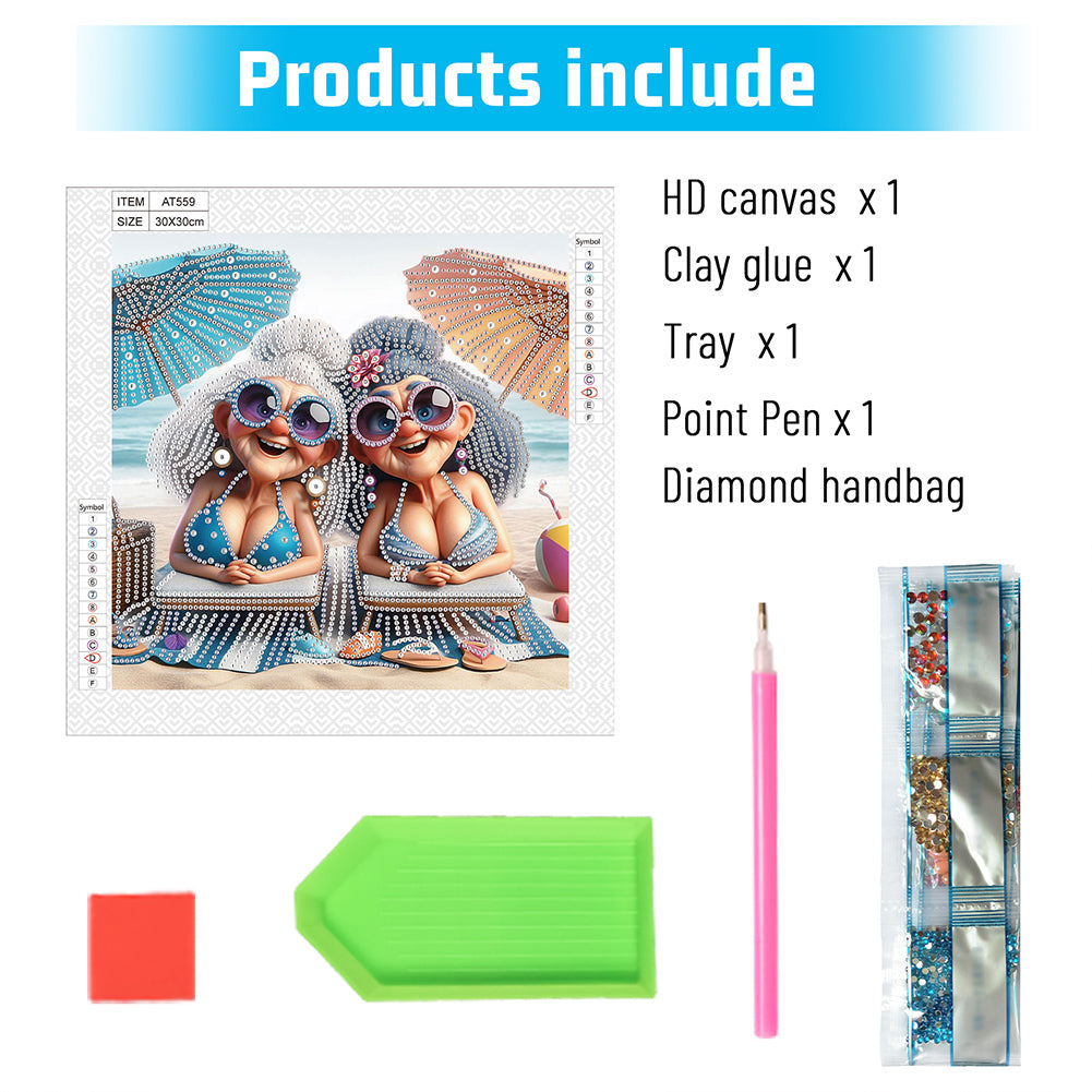 Cute Old Grandma - Partial Special-Shaped Drill Diamond Painting 30*30CM