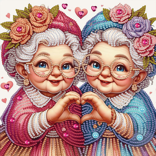 Cute Old Grandma - Partial Special-Shaped Drill Diamond Painting 30*30CM