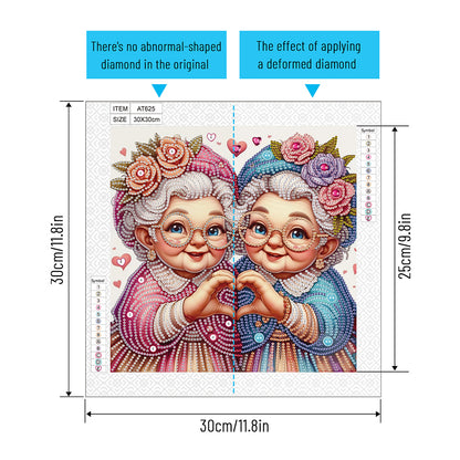 Cute Old Grandma - Partial Special-Shaped Drill Diamond Painting 30*30CM