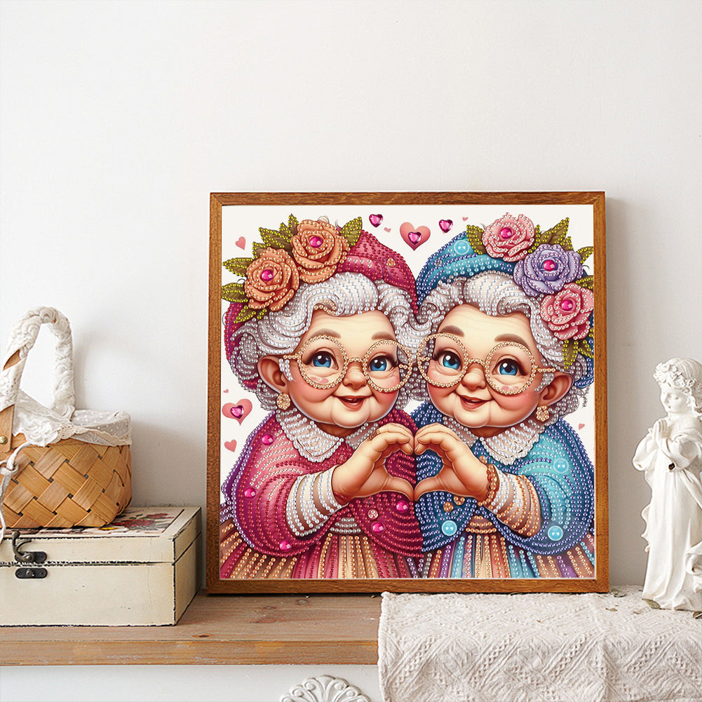 Cute Old Grandma - Partial Special-Shaped Drill Diamond Painting 30*30CM