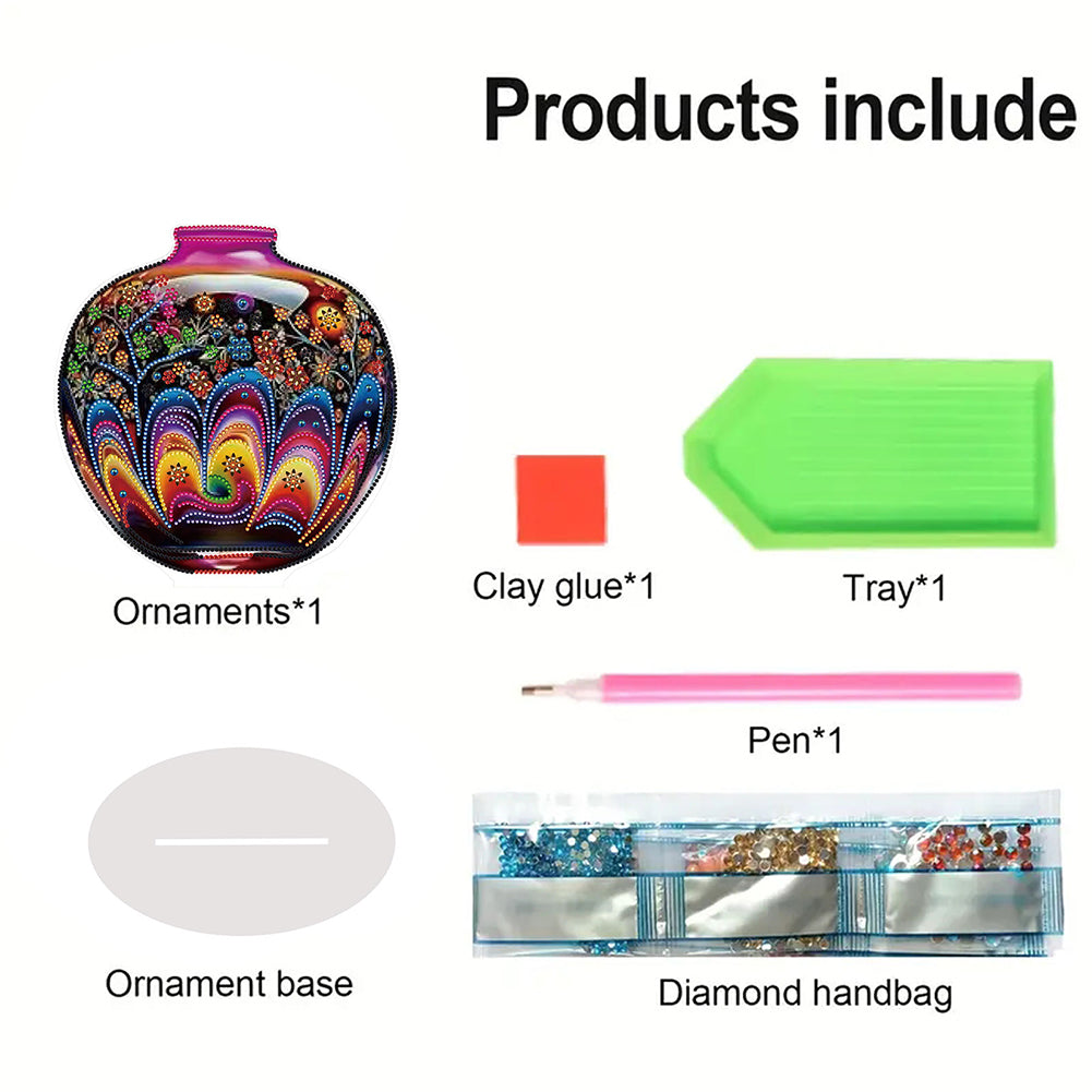 Acrylic Special Shape Artistic Vase Desktop Diamond Painting Ornaments