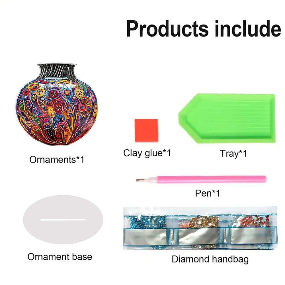Acrylic Special Shape Artistic Vase Desktop Diamond Painting Ornaments