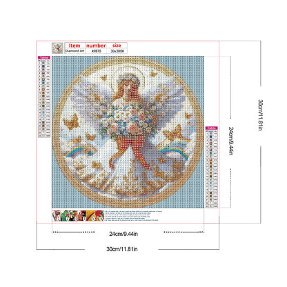 Angel Girl In White Holding Flowers - Full Round Drill Diamond Painting 30*30CM