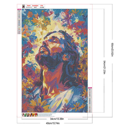 Floral Jesus - Full Round Drill Diamond Painting 40*60CM