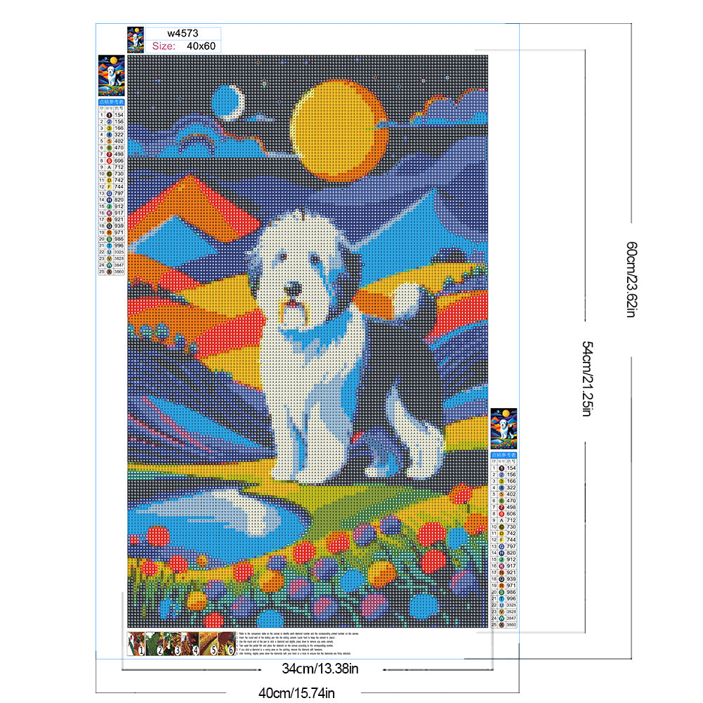 Geometric Dog - Full Round Drill Diamond Painting 40*60CM
