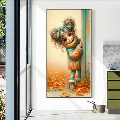 Behind The Door Sweater Warm Color Girl Girl - Full Round Drill Diamond Painting 40*70CM