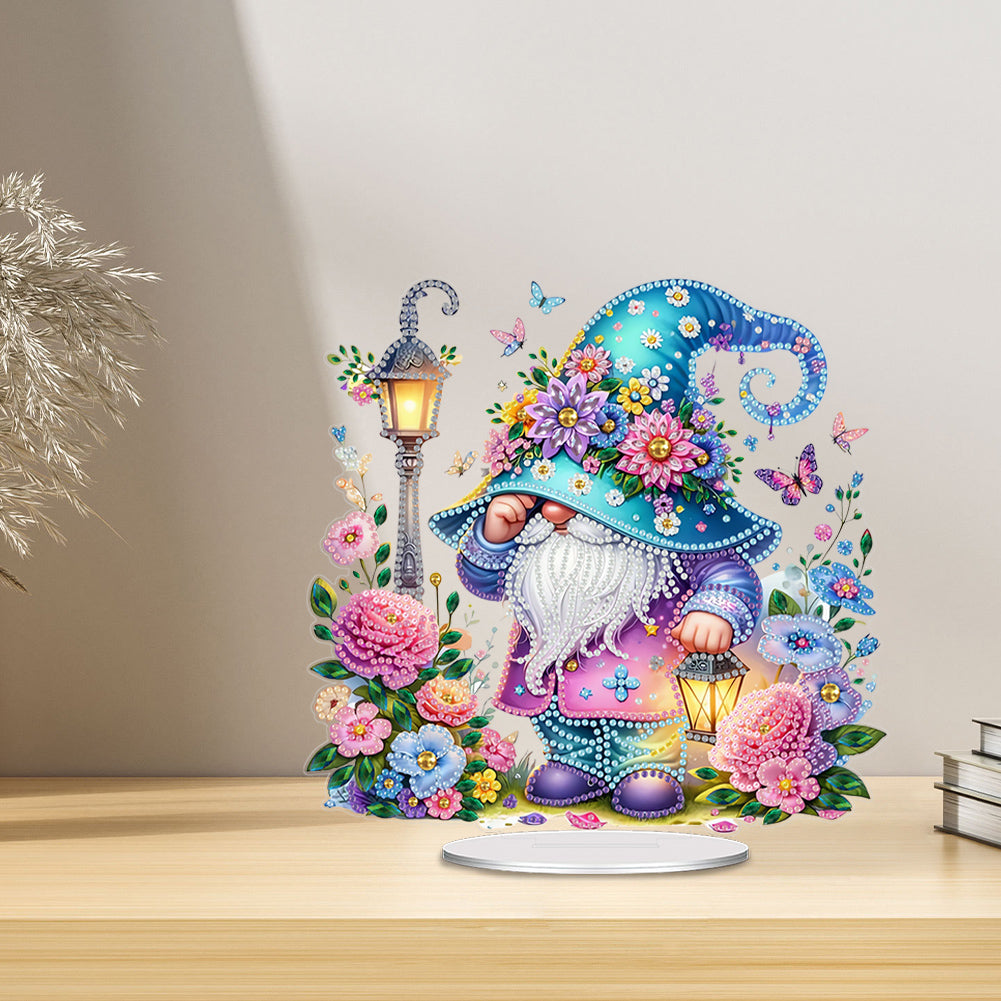 Acrylic Special Shape Flower Gnome Diamond Painting Desktop Ornaments for Home